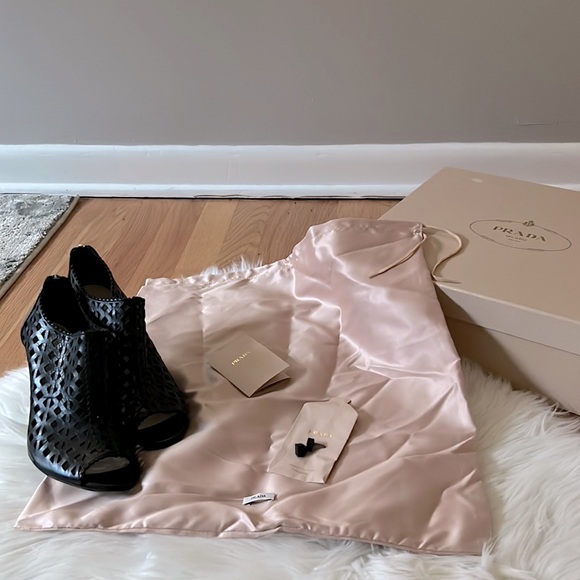 Prada Leather Peep Toe Booties - Picture 8 of 10